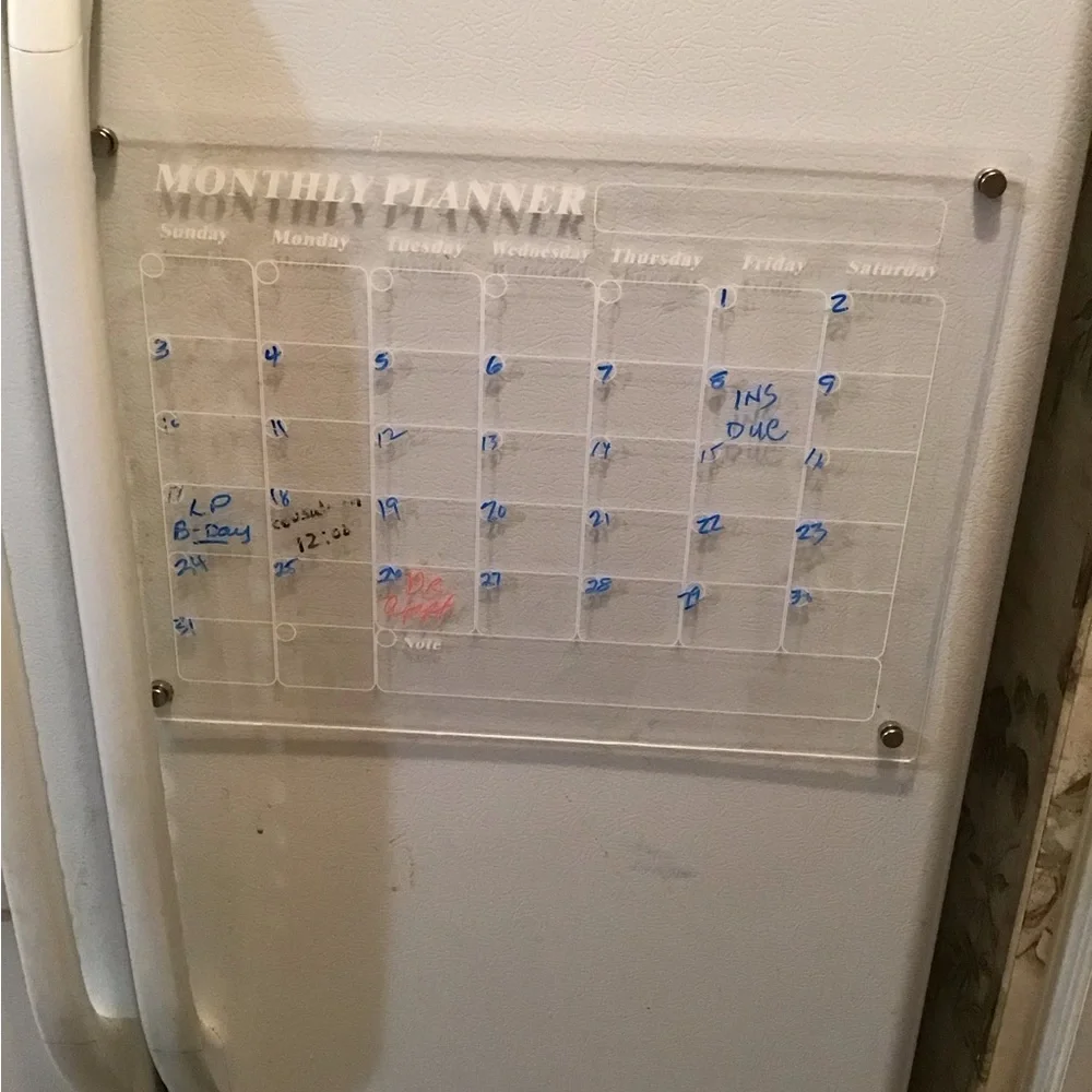 Clear Acrylic Monthly Planner for Home Office